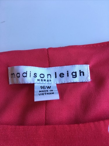Madison Leigh Womens 16W Red Coral Sleeveless Dress Polka Dots Peplum NWT - Picture 3 of 11
