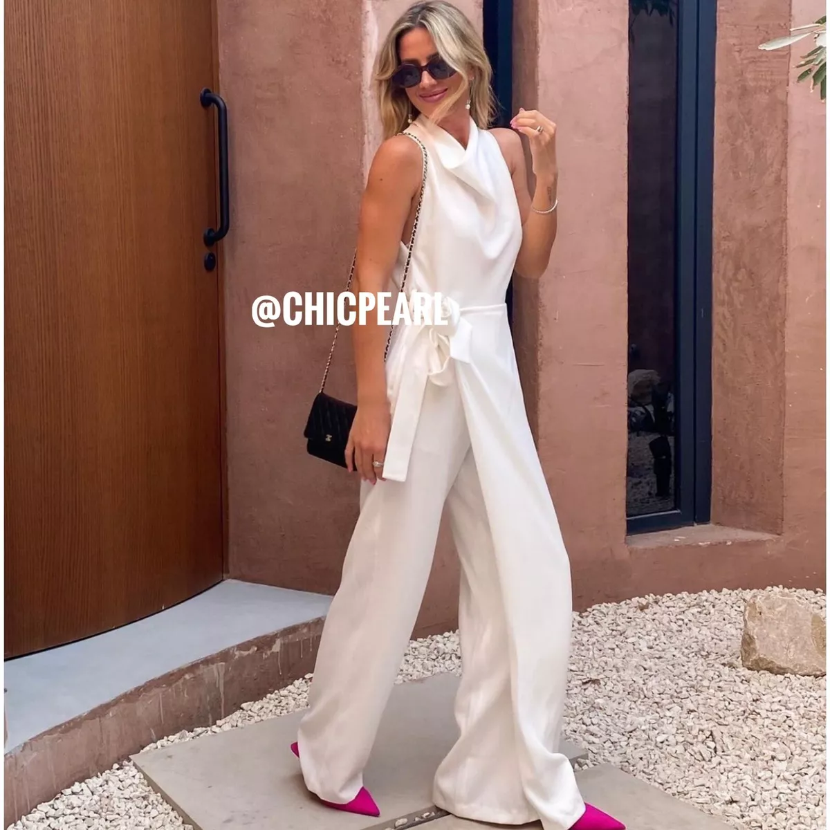 ZARA NEW WOMAN LONG WRAP JUMPSUIT ECRU XS 4043/055 White Satin