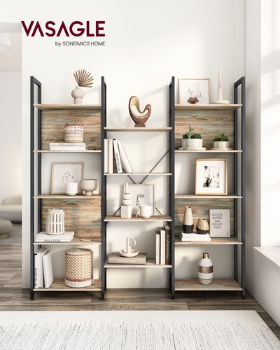 Bücherregal Raumteiler Standregal 14 Ablagen Metallgestell SLL107B60 - Bild 3 von 10