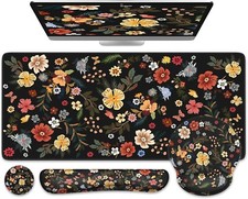 Floral Desk Mat 4in1 Large Mouse Pad with Wrist Rest Desk Matt for Desktop