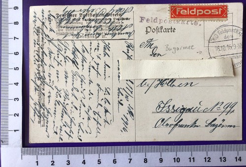 WW1 Künstlerkarte sig SCHULZE Reichsmarineluftschiff Feldpost OKW Bugarmee 1916 - Picture 3 of 3