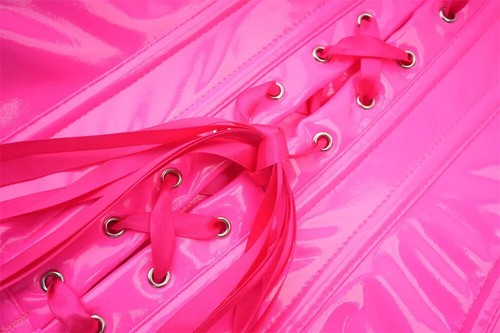 PVC Corset Lace-up Shiny Leather Basques Overbust Body Shaper Burlesque Costumes - Picture 13 of 25