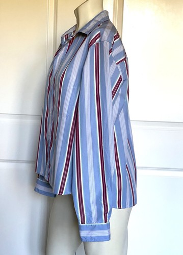 NEW FRANK & EILEEN SILVIO UNTUCKABLE STRIPE BLUE MULTICOLOR SHIRT SIZE: M - Picture 5 of 8