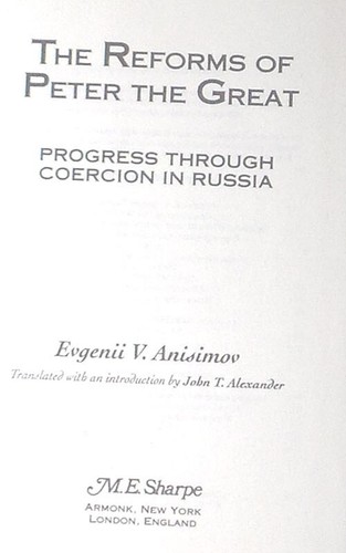 The Reforms of Peter the Great:Progress Through Coercion in Russia HB/DJ FINE/VG - Imagen 3 de 3