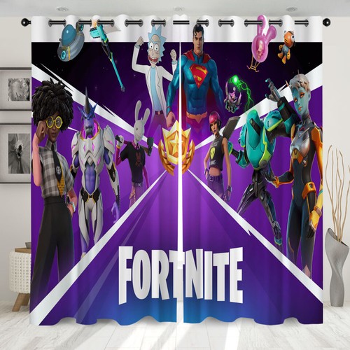 Fortnite vorgefertigtes Paar dicke Verdunkelungsvorhänge Thermo Ring oben Ösen Geschenk UK - Bild 26 von 26