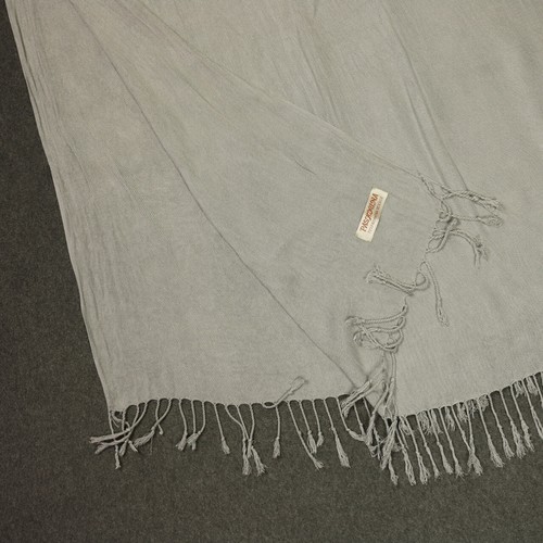 PASHMINA 70% Pashmina Cachemira 30% Seda Flecos Rectángulo Bufanda Gris Claro 70x27 - Imagen 4 de 11