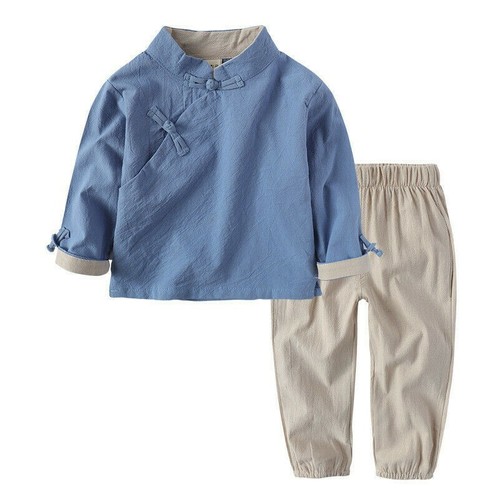 2x Kids Chinese New Year Outfit Baby Tang Suit Cotton Linen Ethnic Clothes Retro - Picture 1 of 11
