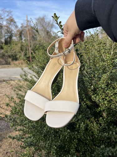 Michael Kors Light Beige Wedge Ankle Strap Leather Sandals Women Size 8 M - Picture 12 of 16