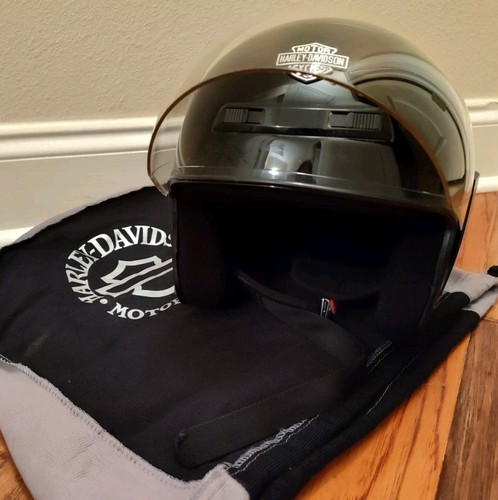Harley Davidson Open Face Motorcycle Helmet Size Medium w/Visor DOT Approved 