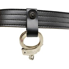 Perfect Fit Leather Handcuff Strap Holder Black Safety Snap Police Security