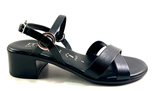 Zapatero italiano cristal negro tacón bajo con tiras sandalia - Imagen 5 de 6