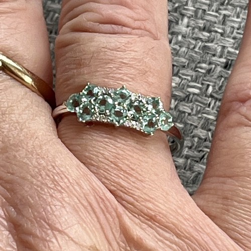 9ct White Gold Tourmaline & Diamond Cluster Ring Gemporia Size T.5 - Picture 8 of 11