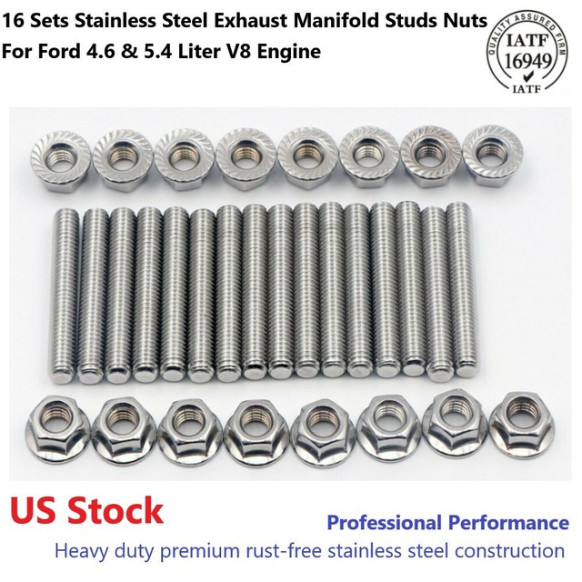 Exhaust Manifold Stud Kit fits Ford 4.6 & 5.4 Liter V8 Stainless Steel 16 Studs eBay
