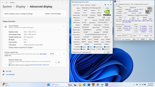 DELL G15 5510 15" FHD I7-10870H 1TB 16GB W11 RTX 3060 Webcam Backlit 165Hz - Picture 10 of 16