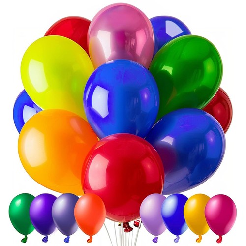 100 PCS Balloons, 12 Inch Assorted Colors Balloons & 10 Kinds of Color Balloo...
