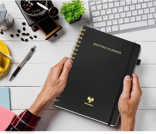 Meeting Notebook for Work Hardcover Meeting Planner with Action Items 7" x 10" - Picture 2 of 16