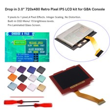 Red lens-- V5 Drop In Pre-Laminated 720x480 Retro Pixel IPS LCD Case For GBA SP