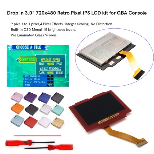 Red lens-- Easy Drop In Pre-Laminated V5 720x480 Retro Pixel LCD+Case For GBA SP - Picture 4 of 66