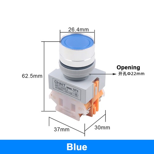 22mm NO+NC START STOP DPST Latching Momentary Push Button Switch SelfLock 10A - Foto 10 di 12