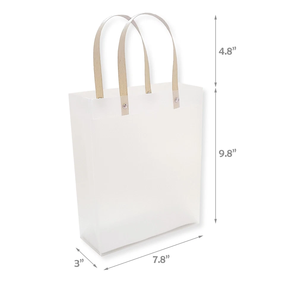 2X Bolsas de Regalo Pequeñas Transparentes Esmeriladas con Asa, Bolsa de Plástico Reutilizable Favores de Fiesta Foto 2 de 3