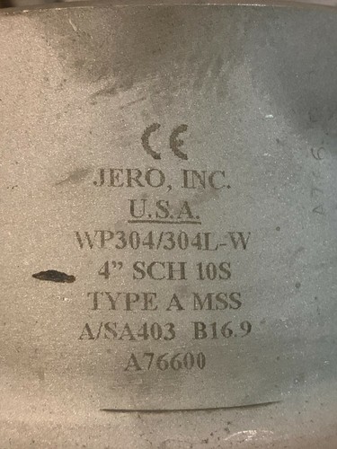 4" JERO INC. WP304/304L-W SCH 10S A/SA403 B16.9 Stub - Picture 3 of 3