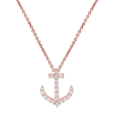 Colgante Ancla Moissanita REAL Corte Redondo con Cadena 18" Chapada en Oro 14k Plata - Imagen 9 de 12