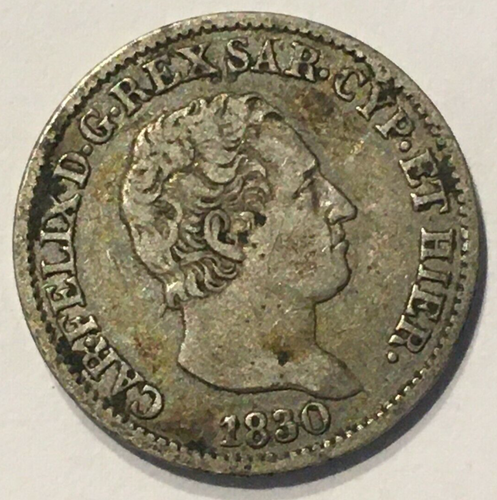 50 Centesimi 1830 P Carlo Felice Italian States SARDINIA Ultra Rare KM# 124 - Picture 1 of 2