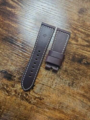 Panerai 27mm OEM Dark Brown Raw Cut OP Leather Strap for 22mm Ardillon Buckle - Picture 3 of 14