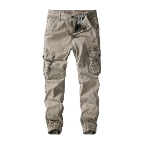 Pantalones informales para hombre jóvenes sueltos de carga recta de varios bolsillos color liso - Imagen 1 de 17