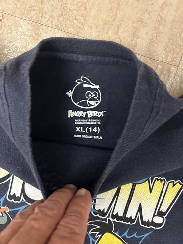 Angry Birds T-Shirt Boys Navy Epic Win! Size 14 XL - Picture 4 of 9