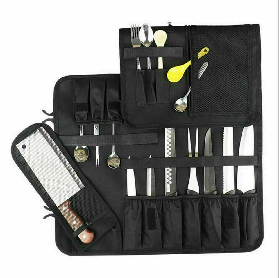 Canvas 15 Slots Chef Knife Roll Bag Kitchen Cooking Portable Tools Storage pouch - Image 2 of 4