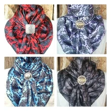 Wild Rag Scarf Western Cowboy Buckaroo Scarves Bandana Cowgirl Silky Paisley