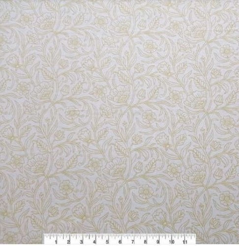 SUPER SNUGGLE FLANNEL Sewing Fabric .889 Yd (32") x 43" GOLD LINEAR FLORAL - Picture 2 of 3