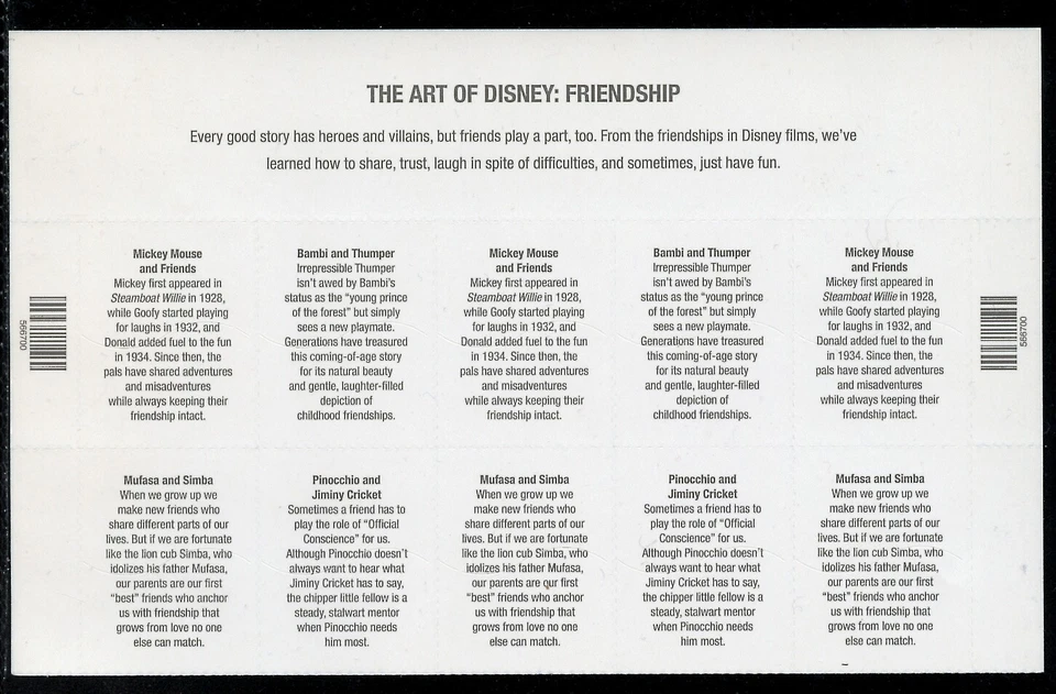 US 3868a (3865-68), 2004 37c ART OF DISNEY, TOP LABEL PBOF10, MNH (US917K) - Image 2 of 2