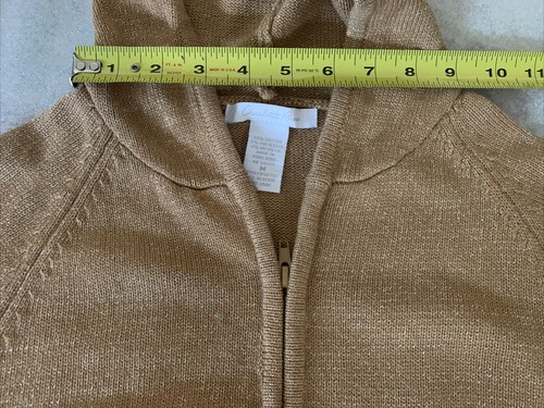 EUC VTG Womans Charlotte Russe Glitter Gold Crop Long Sleeve Hooded Sweater Med - Picture 4 of 10