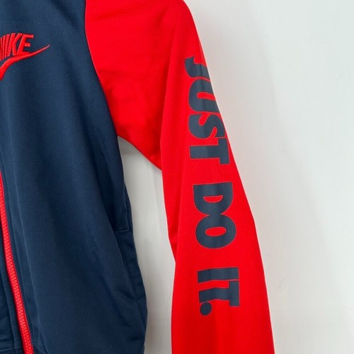 Nike Jacket Boys 7 Blue Red Full Zip Just Do It Track Youth - Picture 3 of 5