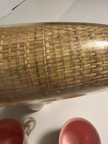 Juego de 4 tazas de plástico retro aisladas de melmac mimbre arpillera de rafia de colección - Imagen 10 de 11