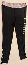 Ideology Big Girl's Athletic Leggings XL Black  Pink/Rose Gold Fearless Caged