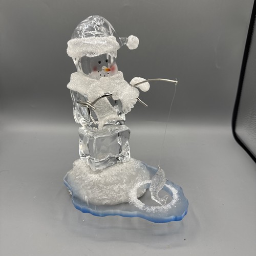Seasons of Cannon Falls Light up Ice Cube Snowman Figure Fishing Through Ice