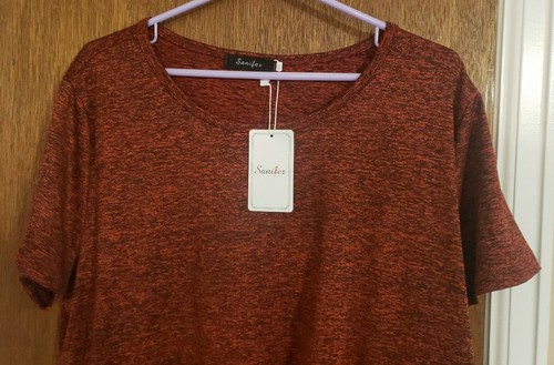 NWT Women's Sanifer red Short Sleeve T Shirt Size XXL FREE SHIPPING - Picture 2 of 8
