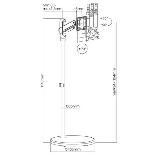 Supporto Mobile per Monitor/TV Maclean Molla a Gas 17"-35" 2-10kg Bianco MC-970 - Imagen 9 de 13