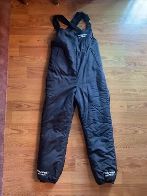 Vintage Polaris Black Nylon Snowmobile Bib Snow Pants Union USA Made Women Med. - Image 1 of 4