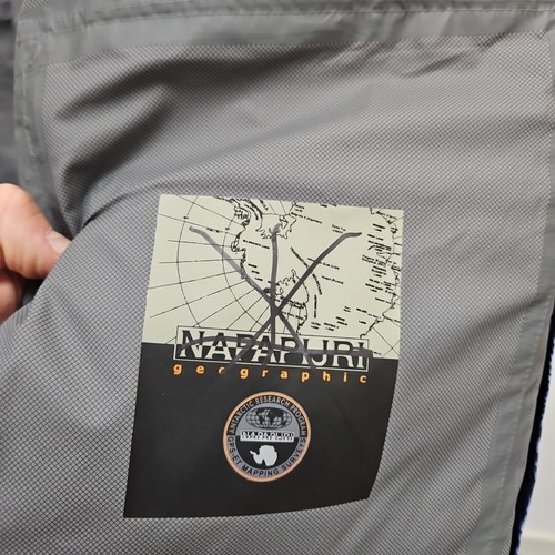 Napapijri Adud SL Waterproof Blue Camo Lightweight Long Rain Coat Parka Small - Picture 11 of 12