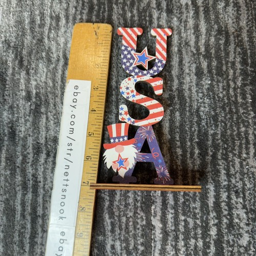Wooden USA Patriotic Decor Table Top 4th of July Celebration Party U.S. Seller - Picture 8 of 9