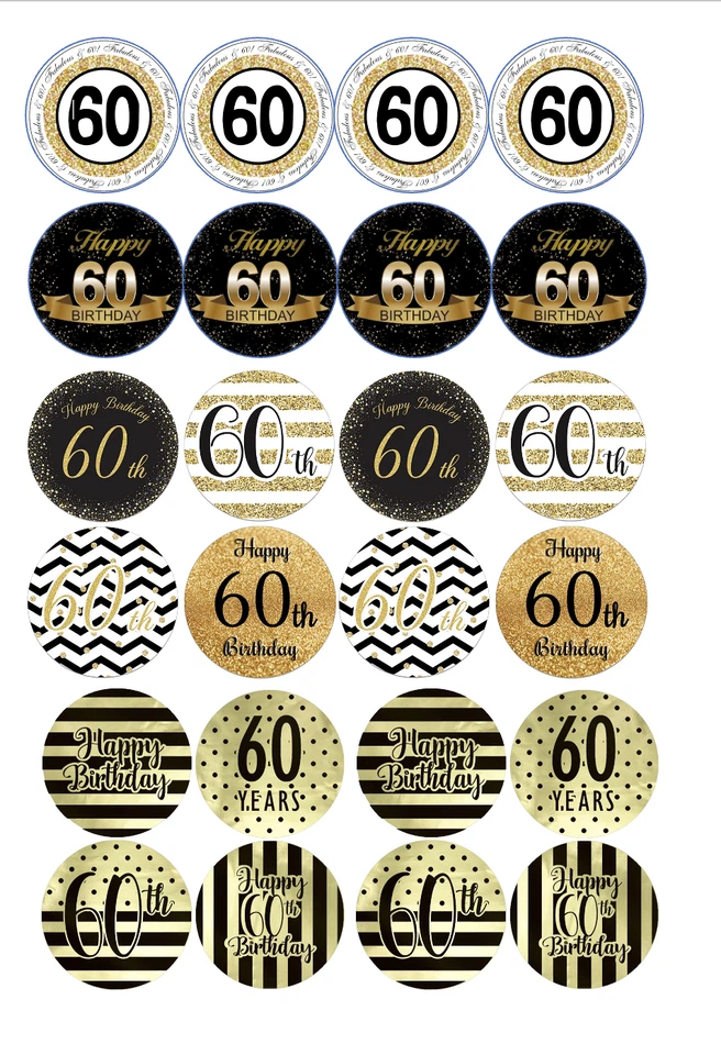 12- Imágenes comestibles doradas y negras 60, adornos para galletas para cupcakes ELIGE EL TAMAÑO precortado Foto 4 de 4