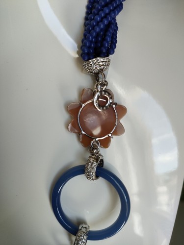 Collana Nuovissima a 10 fili di Agata blu Cammeo NATURALE 52 CM - Foto 9 di 9