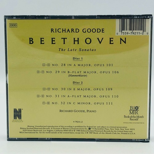 Beethoven: The Late Sonatas, Richard Goode, Piano 2 CD Set, Elektra, Nonesuch, 9 - Imagen 2 de 4