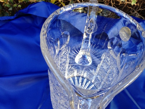 JARRA ALTA DE CRISTAL BOHEMIA CORTE A MANO 24% PLOMO ENCAJE 50 OZ, 1,5 LITROS NUEVA EN CAJA - Imagen 6 de 7