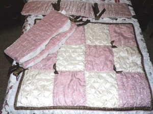 Cocalo Baby Daniella Pink Ivory Brown Floral Satin Crib Quilt 3
