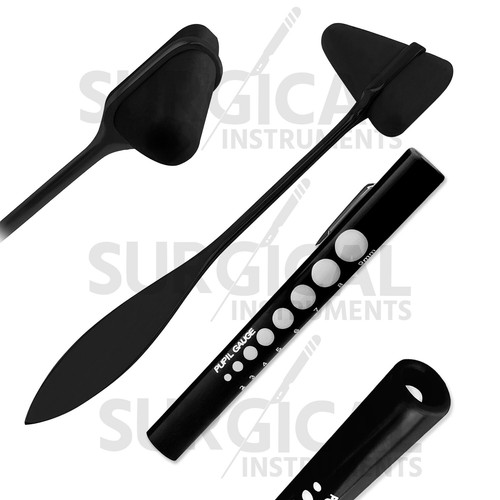 9 Piece BLACK Medical Kit Diagnostic EMT Nursing Surgical EMS Student Paramedic - Picture 4 of 8